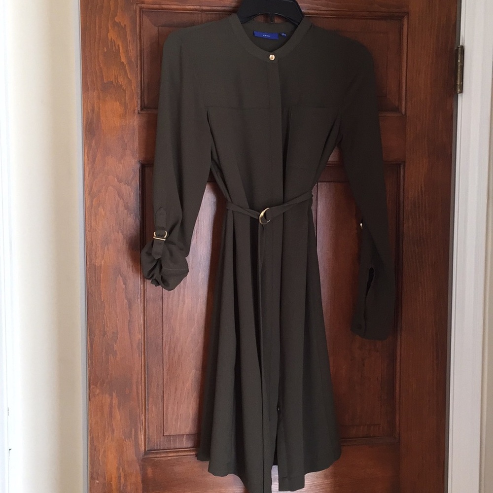 Army green button-down dress